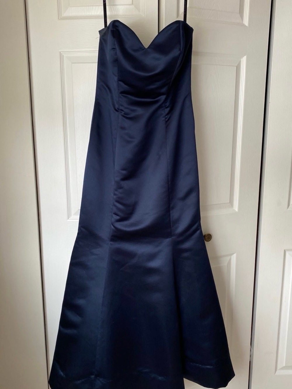 Hayley Paige Occasions Strapless Satin Gown in Indigo (Size 8)